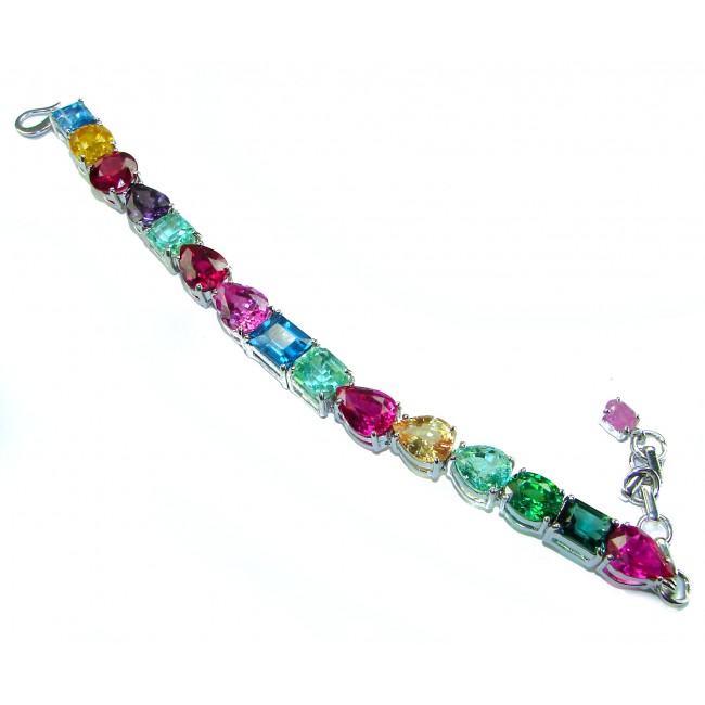 Tutti Frutti 55.5 CARAT MUTIGEM .925 Sterling Silver brilliantly handcrafted Bracelet - photo 2
