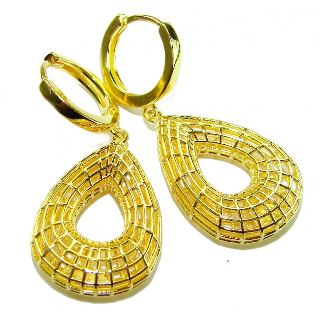 Black Label Collection - Dubai Style - Natural 22K Gold over .925 Sterling Silver handmade earrings - photo 2