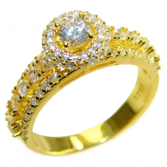 LUXURIUS 6.5 carat White Topaz 18k Gold over .925 Sterling Silver ring size 7 - photo 2