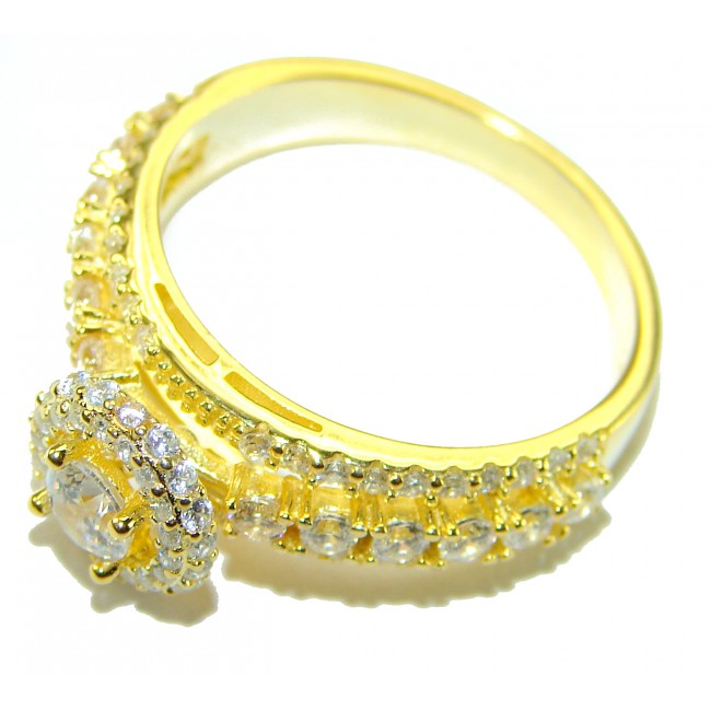 LUXURIUS 6.5 carat White Topaz 18k Gold over .925 Sterling Silver ring size 7 - photo 1