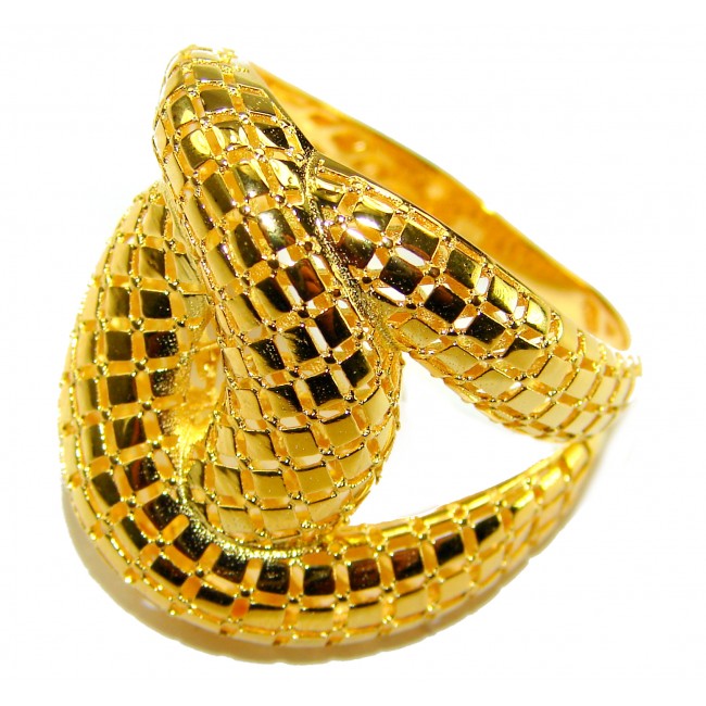 Dubai Style .925 Sterling Silver dipped in 22K Gold handmade Large ring size 10 - photo 3