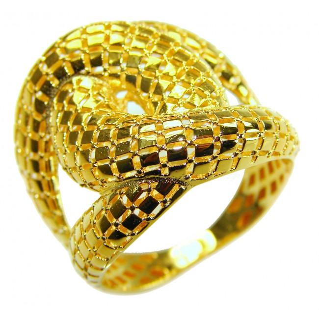 Dubai Style .925 Sterling Silver dipped in 22K Gold handmade Large ring size 10 - photo 2