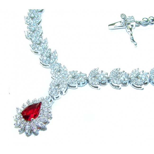 Giovanna - Magnificent Jewel 12.5 carat Ruby .925 Sterling Silver handcrafted incredible Statement necklace - photo 3