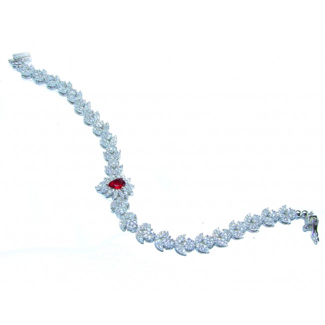 Giovanna - Magnificent Jewel 7.2 carat Ruby .925 Sterling Silver handcrafted incredible Statement Bracelet - photo 3