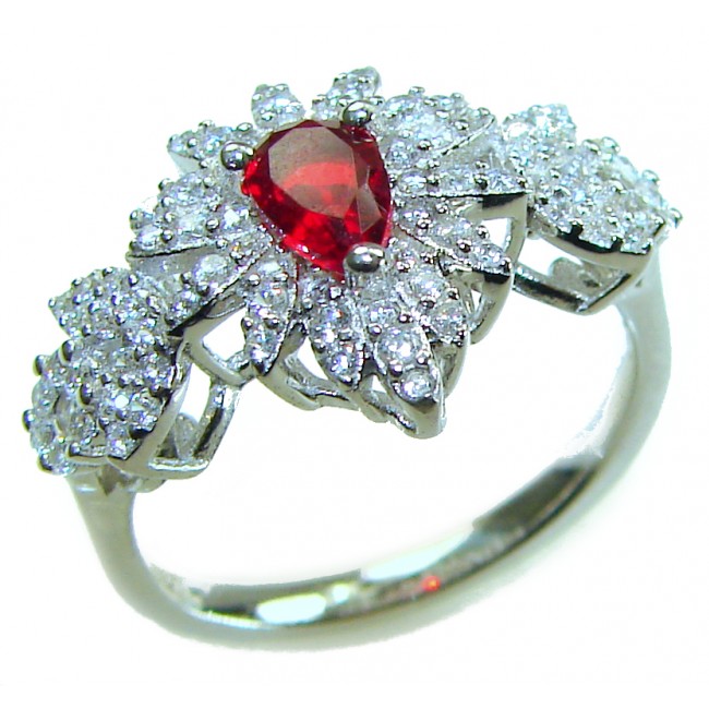 2.5 carat Ruby .925 Sterling Silver handcrafted incredible ring s. 7 - photo 3