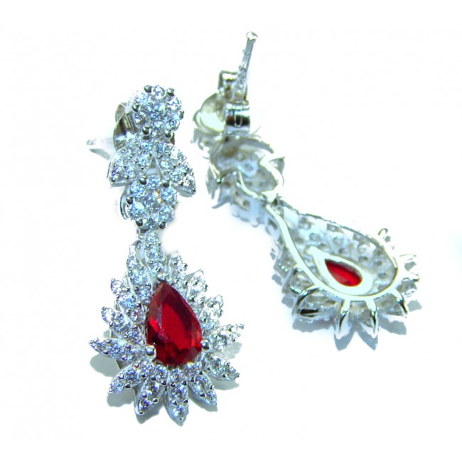 Magnificent Jewel 4.5 carat Ruby .925 Sterling Silver handcrafted incredible earrings - photo 4