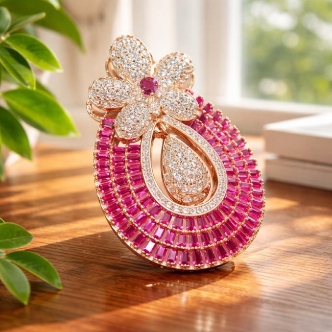 Julietta - Excellent quality 11.9 carat Ruby 18K Rose Gold over .925 Sterling Silver handcrafted Pendant - photo 4