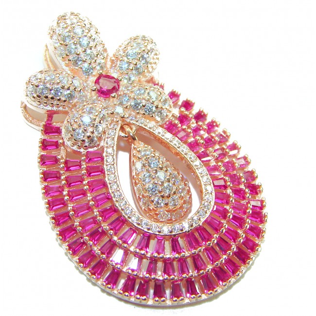 Julietta - Excellent quality 11.9 carat Ruby 18K Rose Gold over .925 Sterling Silver handcrafted Pendant - photo 3