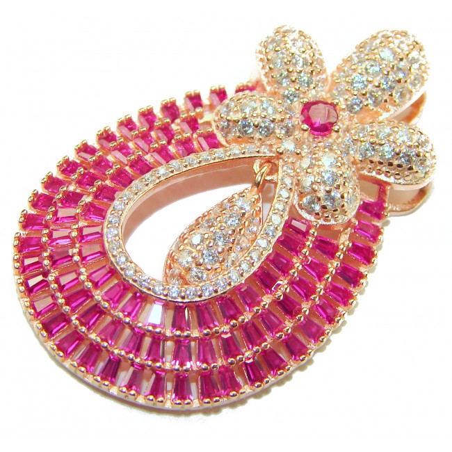 Julietta - Excellent quality 11.9 carat Ruby 18K Rose Gold over .925 Sterling Silver handcrafted Pendant - photo 2