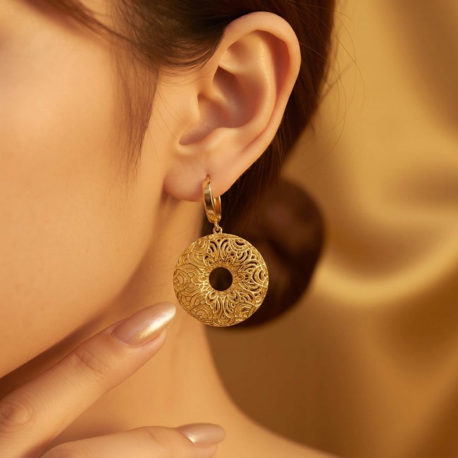 Black Label Collection - Dubai Style - Natural 22K Gold over .925 Sterling Silver handmade earrings - photo 1