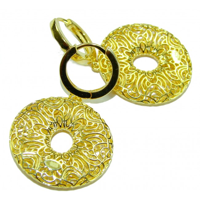 Black Label Collection - Dubai Style - Natural 22K Gold over .925 Sterling Silver handmade earrings - photo 3