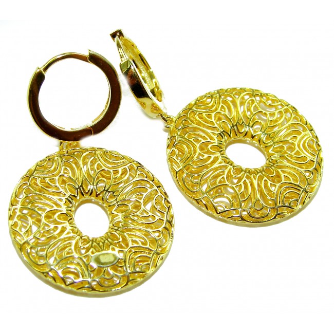 Black Label Collection - Dubai Style - Natural 22K Gold over .925 Sterling Silver handmade earrings - photo 2