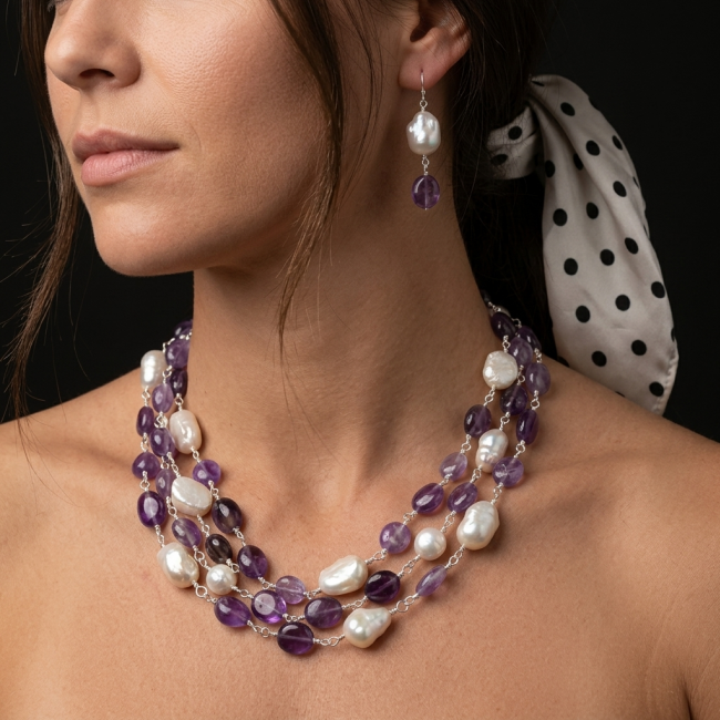 Emma 49.2 carat Natural Amethyst .925 Sterling Silver .925 Sterling Silver Necklace - photo 1