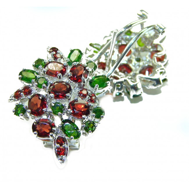 Stella - 19.5 carat Garnet Chrome Diopside .925 Sterling Silver handcrafted incredible earrings - photo 3
