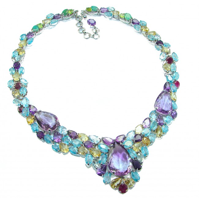 Giovanna - Vintage Beauty 188.2 carat African Amethyst .925 Sterling Silver handcrafted Statement Necklace - photo 5