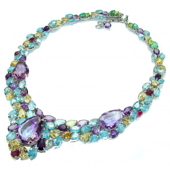 Giovanna - Vintage Beauty 188.2 carat African Amethyst .925 Sterling Silver handcrafted Statement Necklace - photo 4