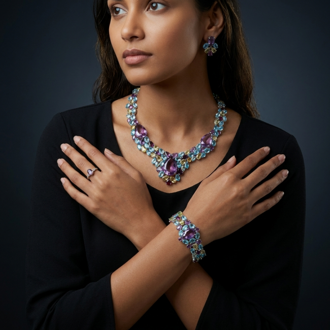 Giovanna - Vintage Beauty 188.2 carat African Amethyst .925 Sterling Silver handcrafted Statement Necklace - photo 1