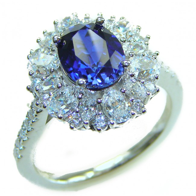 Born to Glam 5.2 carat natural Sapphire .925 Sterling Silver Perfectly handcrafted Ring s. 8 1/4 - photo 3