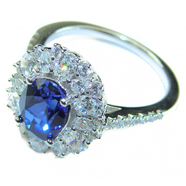 Born to Glam 5.2 carat natural Sapphire .925 Sterling Silver Perfectly handcrafted Ring s. 8 1/4 - photo 2