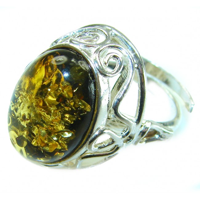 Beauty of the Sea - Natural Baltic Amber .925 Sterling Silver handcrafted ring; s. 7 adjustable - photo 3
