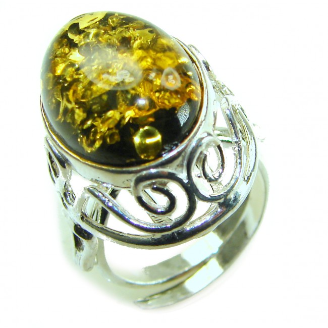 Beauty of the Sea - Natural Baltic Amber .925 Sterling Silver handcrafted ring; s. 7 adjustable - photo 2