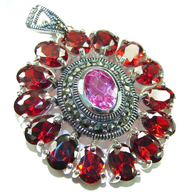 Marvelous Natural 20.8 carat Mozambique Garnet Pink Topaz .925 Sterling Silver Handcrafted pendant - photo 3