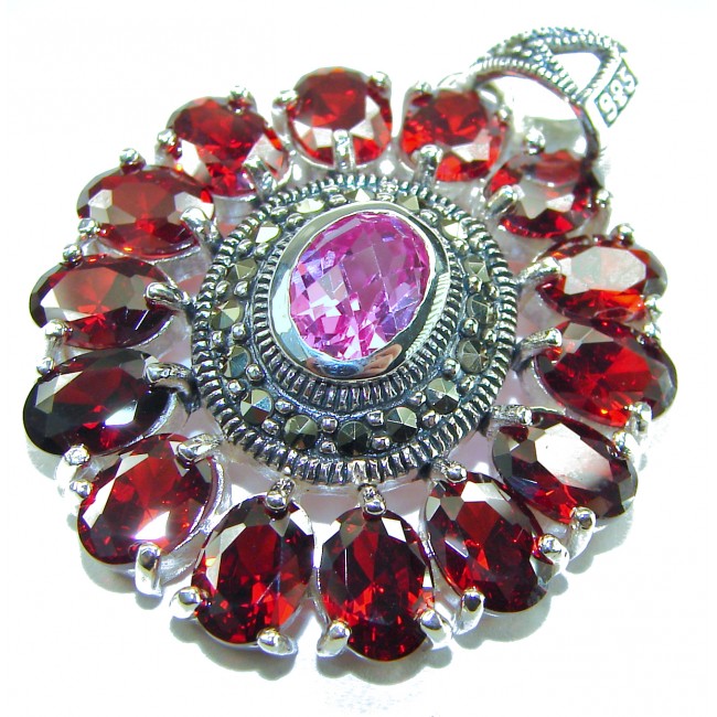 Marvelous Natural 20.8 carat Mozambique Garnet Pink Topaz .925 Sterling Silver Handcrafted pendant - photo 2