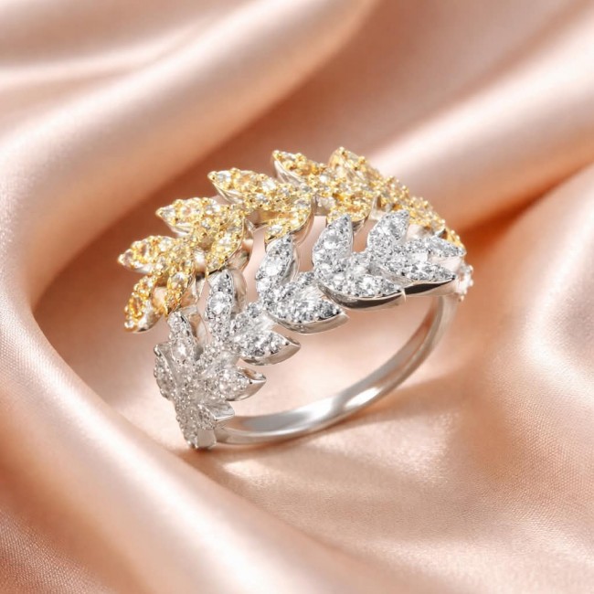 Luxurious authentic 3.5 carat White Sapphire 2 tones .925 Sterling Silver handcrafted Ring size 6 1/4 - photo 4