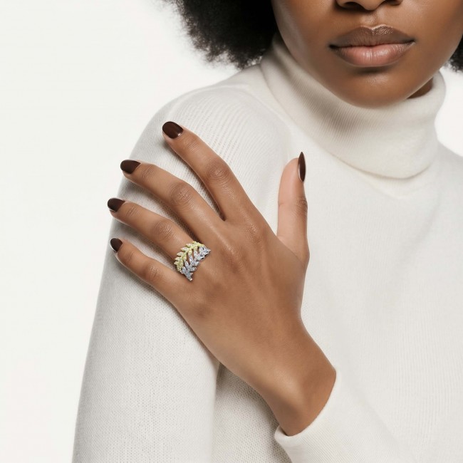 Luxurious authentic 3.5 carat White Sapphire 2 tones .925 Sterling Silver handcrafted Ring size 6 1/4 - photo 1