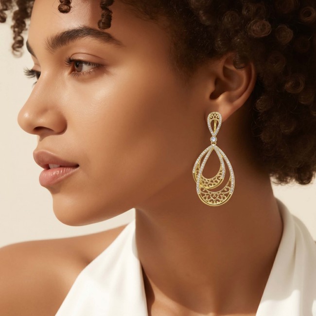 Black Label Collection - Dubai Style - Natural 22K Gold over .925 Sterling Silver handmade earrings - photo 1