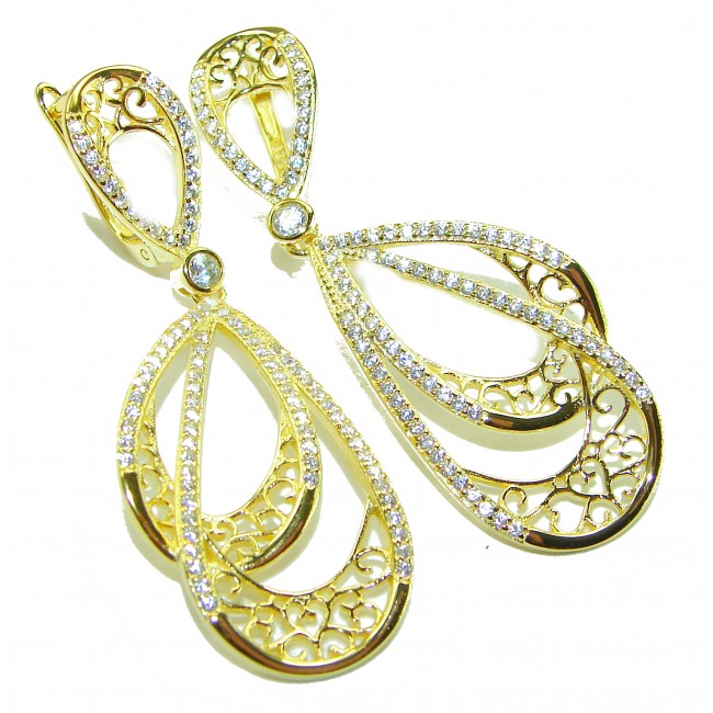 Black Label Collection - Dubai Style - Natural 22K Gold over .925 Sterling Silver handmade earrings - photo 3