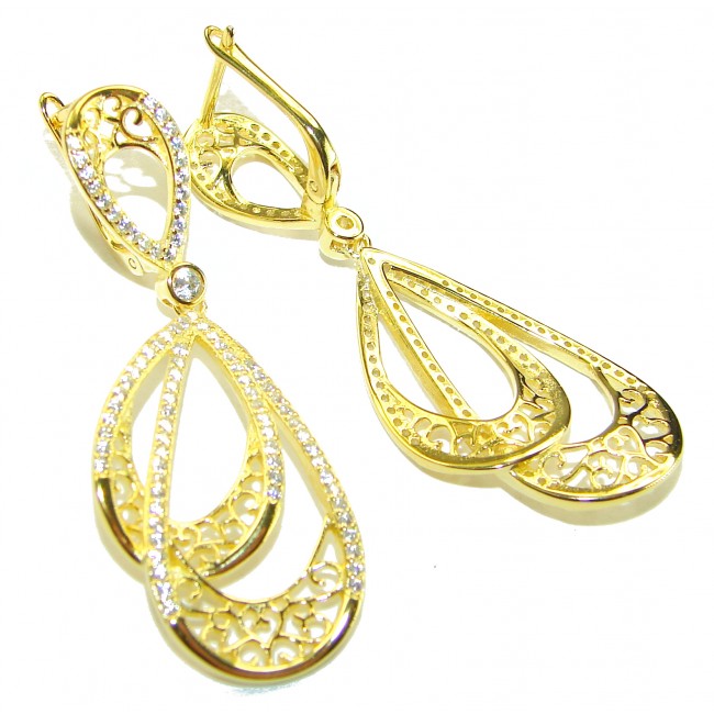 Black Label Collection - Dubai Style - Natural 22K Gold over .925 Sterling Silver handmade earrings - photo 2