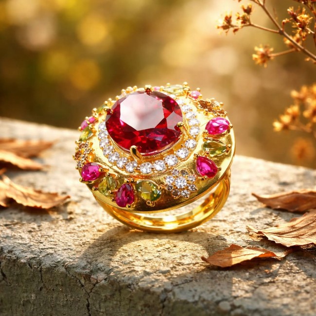 Byzantine design Authentic Ruby 10.9 carat 18K Gold over .925 Sterling Silver handcrafted brilliantly handcrafted ring s. 8 adjustable - photo 4