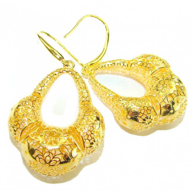 Black Label Collection - Dubai Style - Natural 22K Gold over .925 Sterling Silver handmade earrings - photo 3