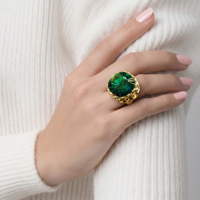 Timless Beauty 22.5 carat Helenite 14K Gold over .925 Sterling Silver handmade Ring s. 8 - photo 1