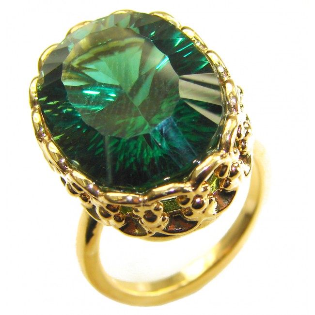 Timless Beauty 22.5 carat Helenite 14K Gold over .925 Sterling Silver handmade Ring s. 8 - photo 3