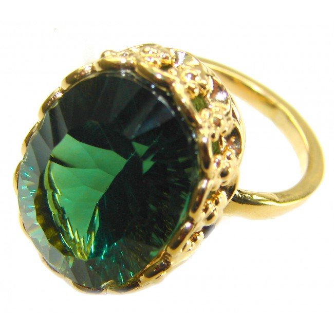 Timless Beauty 22.5 carat Helenite 14K Gold over .925 Sterling Silver handmade Ring s. 8 - photo 2