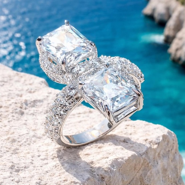 LUXURIUS 8.5 carat White Topaz .925 Sterling Silver ring size 8 - photo 5