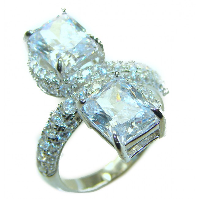 LUXURIUS 8.5 carat White Topaz .925 Sterling Silver ring size 8 - photo 4