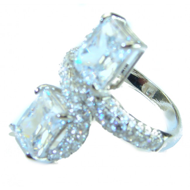 LUXURIUS 8.5 carat White Topaz .925 Sterling Silver ring size 8 - photo 3