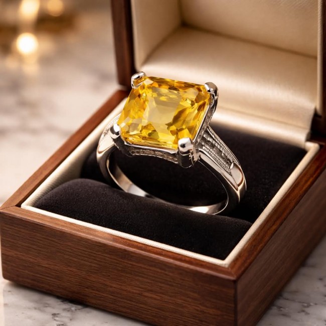 Serenity Natural 15.4 carat GOLDEN Topaz Marcasite .925 Sterling Silver handmade Statement Ring size 9 - photo 4