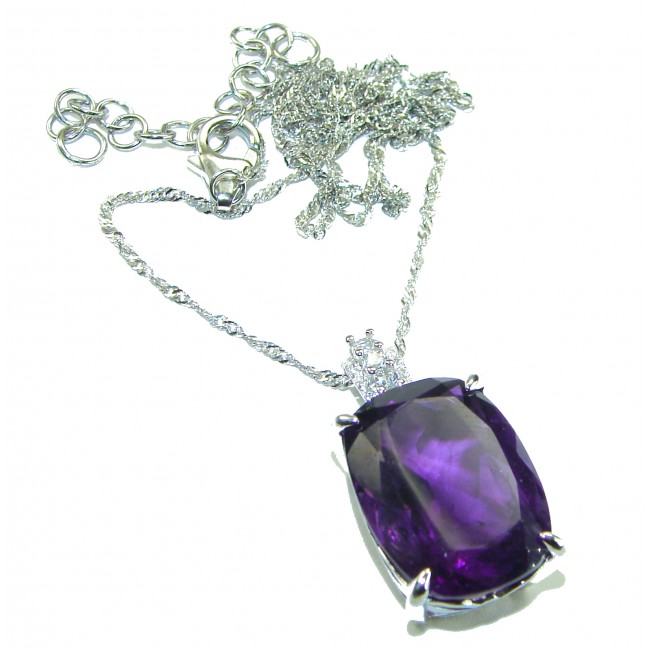 Classic design 21.5 carat African Amethyst .925 Sterling Silver dipped in rhodium handcrafted necklace - photo 3
