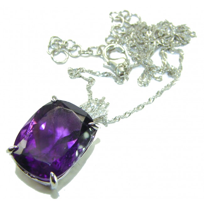 Classic design 21.5 carat African Amethyst .925 Sterling Silver dipped in rhodium handcrafted necklace - photo 2