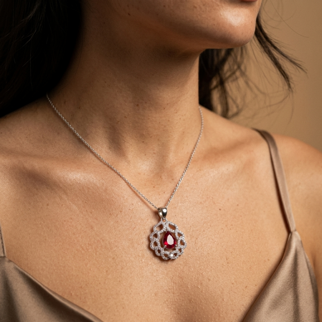 Heirloom Genuine 4.5 carat Kasmir Ruby .925 Sterling Silver handmade Pendant - photo 1