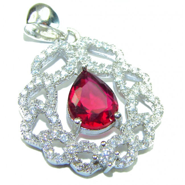 Heirloom Genuine 4.5 carat Kasmir Ruby .925 Sterling Silver handmade Pendant - photo 3