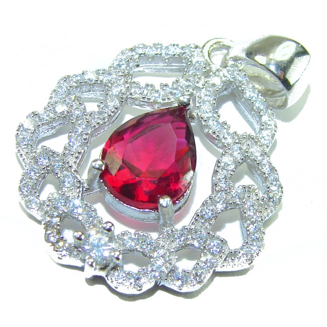 Heirloom Genuine 4.5 carat Kasmir Ruby .925 Sterling Silver handmade Pendant - photo 2