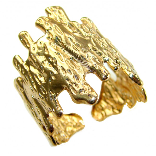 Modern Geometric Design Precious Natural Golden Waves Women ring size 7 adjustable - photo 2