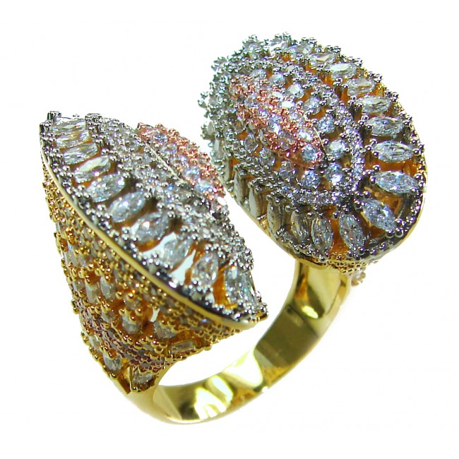 Art Deco 26.2 carat White Topaz 14K Gold over .925 Silver handcrafted Cocktail Ring s. 8 - Side view of Art Deco 26.2ct White Topaz ring in 14K Gold over .925 Silver.