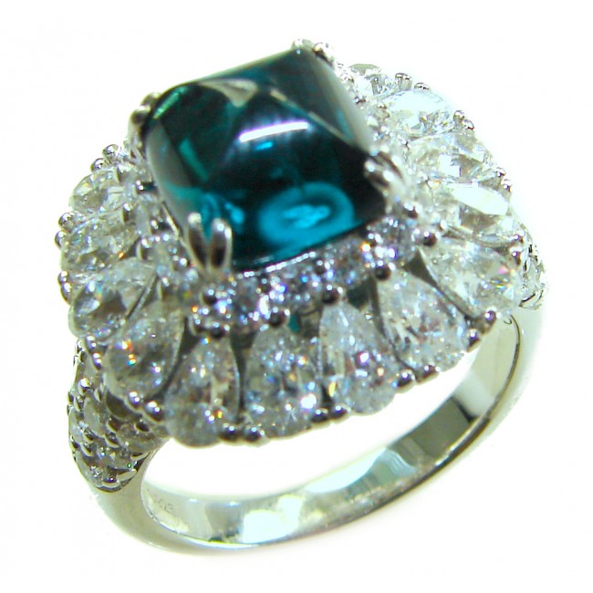 Amazonia - 6.1 carat Aquamarine.925 Sterling Silver handmade Statemen .925 Sterling Silver ring size 9 - Close-up of Amazonia aquamarine ring in .925 sterling silver.