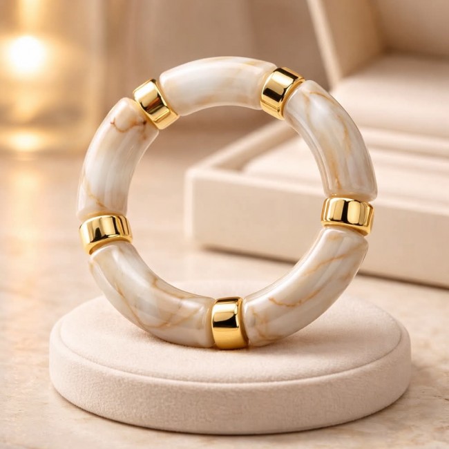 Modern Design Precious Natural Raisin Golden stretch bracelet - photo 3